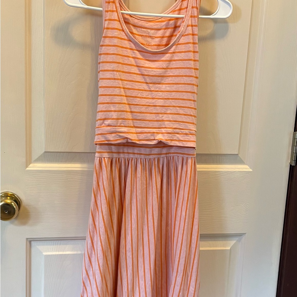 Latched Mama Orange Striped Midi Dress